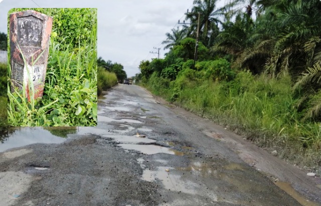 Kondisi jalan yang rusak di Kabupaten Labuhanbatu.